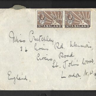 Nyasaland 1934 KGV cover to London with TPO postmark