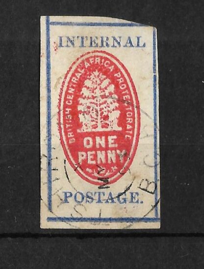 BCA/Nyasaland 1898 One Penny cheque stamp SG 56 used