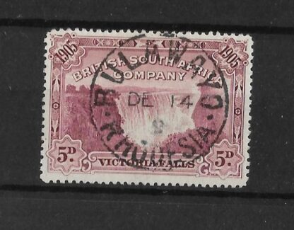 Rhodesia 1905 Victoria Falls Five Pence with BULAWAYO Month Day inverted Year (SC) postmark