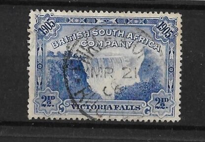 Rhodesia 1905 Victoria Falls Two and a HalfPence with ENKLEDOORN Month Day (SC) postmark