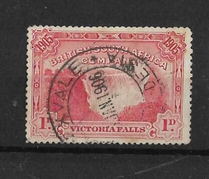 Rhodesia 1905 Victoria Falls One Penny with ESSEXVALE (DC) postmark