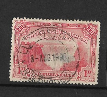 Rhodesia 1905 Victoria Falls One Penny with LIVINGSTONE (DC) postmark