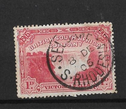 Rhodesia 1905 Victoria Falls One Penny with SELUKWE Day Month (SC) postmark