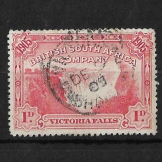 Rhodesia 1905 Victoria Falls One Penny with VICTORIA Mashonaland Month Day (SC) postmark