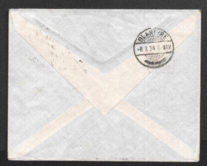 Nyasaland 1934 GV First Flight cover from Limbe to Glasgow - Image 2
