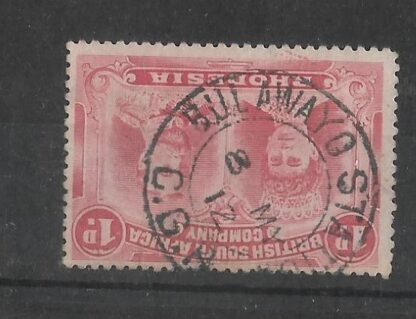 Rhodesia Double Head One Penny with BULAWAYO STATION CGR (DC) postmark