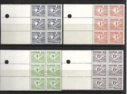 Rhodesia/Nyasaland 1961 Postage Dues marginal blocks 6 SG D1/D4 mint