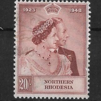 Northern Rhodesia 1948 GVI Royal Silver Wedding 20/-  SG 49 fiscally used