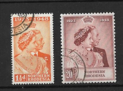Northern Rhodesia 1948 GVI Royal Silver Wedding set SG 48/49 fine used