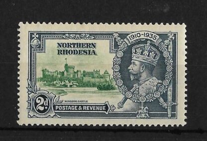 Northern Rhodesia 1935 GV Silver Jubilee Two Pence with line by turret mint