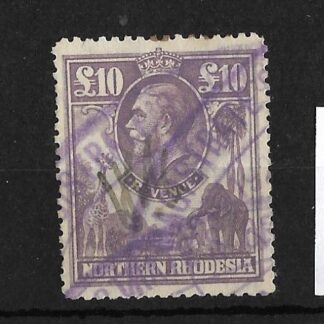 Northern Rhodesia  GV Ten Pounds Rvenue used