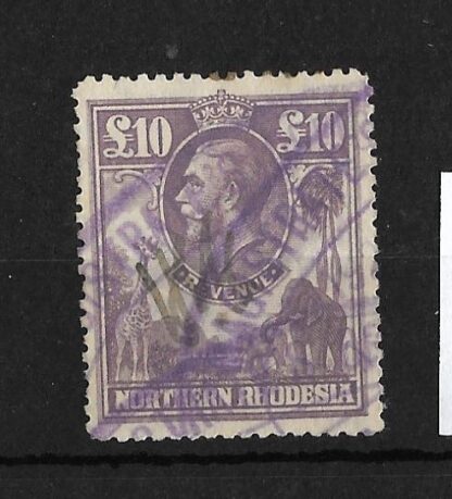 Northern Rhodesia  GV Ten Pounds Rvenue used