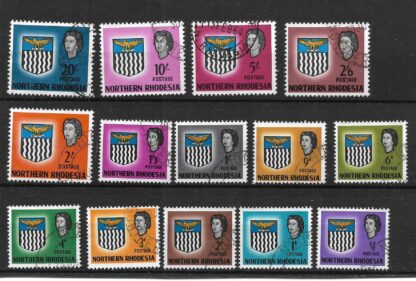 Northern Rhodesia 1963 QEII set SG 75/88 used