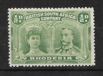 Rhodesia Double Head HalfPenny Dull Green SG 122 mint