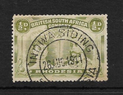 Rhodesia Double Head Halfpenny with INDIVIA SIDING (DC) postmark