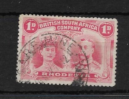 Rhodesia Double Head One Penny with SASARE MINE (DC) postmark