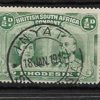 Rhodesia Double Head HalfPenny with INYATI missing second I (DC) postmark