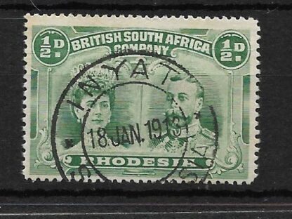 Rhodesia Double Head HalfPenny with INYATI missing second I (DC) postmark