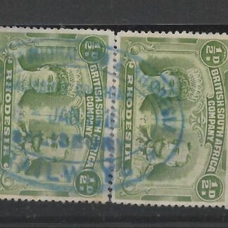 Rhodesia Double Head HalfPenny pair with RAILWAYS oval cachet