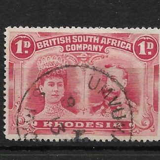 Rhodesia Double Head One Penny with UMVUMA Day Month (Skeleton) postmark