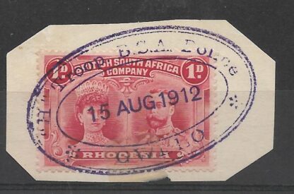 Rhodesia Double Head One Penny with BSA POLICE H TROOP GWELO oval cancel