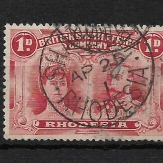 Rhodesia Double Head One Penny with SHANGANI Code I inverted Day corrected (SC) postmark