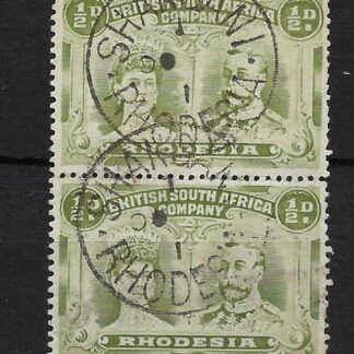 Rhodesia Double Head HalfPenny with SHANGANI inverted code I OC inverted no day (SC) postmark
