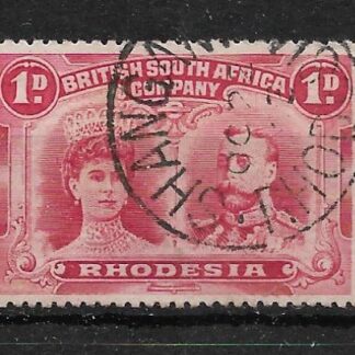 Rhodesia Double Head One Penny with SHANGANI No code 3 for year (SC) postmark