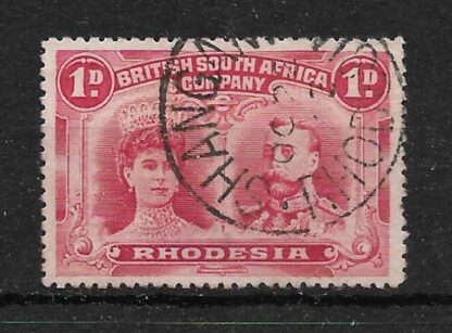 Rhodesia Double Head One Penny with SHANGANI No code 3 for year (SC) postmark