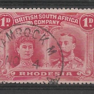 Rhodesia Double Head One Penny with SHAMROCK MINE No Year (Skeleton) postmark