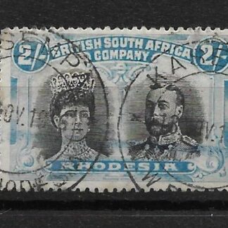 Rhodesia Double Head Two Shillings with KASAMPA (DC) postmark