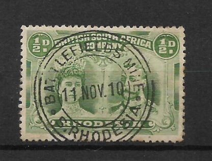 Rhodesia Double Head HalfPenny with BATTLEFIELDS MINE (TC) First Day postmark