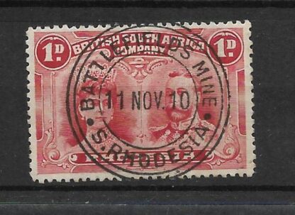 Rhodesia Double Head One Penny with BATTLEFIELDS MINE (TC) First Day postmark
