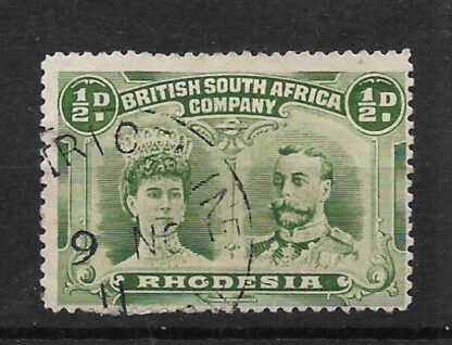 Rhodesia Double Head HalfPenny with BEARTRICE MINE (Skeleton) postmark