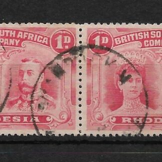 Rhodesia Double Head One Penny with SHAMROCK MINE Day inverted P for Year (Skeleton) postmark