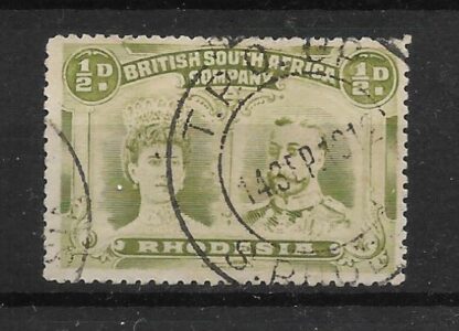Rhodesia Double Head HalfPenny with TPO UP (DC) postmark