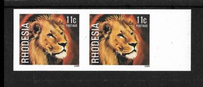 Rhodesia 1978 Eleven Cents Lion Definitive Imperf pair SG 561 u/mint