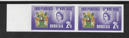 Rhodesia 1966 Independence Imperf pair SG 358 u/mint
