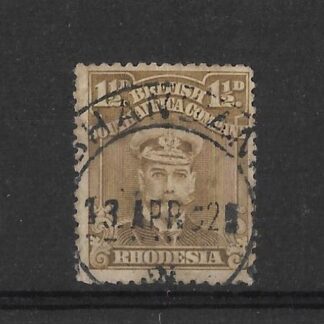 Rhodesia Admiral One and a HalfPence with SHANGANI Code C Blank in Year (DC) postmark