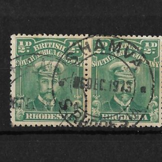 Rhodesia Admiral HalfPenny pair with SHAMVA Blank before Day (DC) postmark
