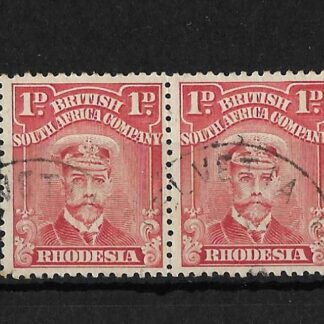 Rhodesia Admiral One Penny with STH HELVETIA (Skeleton) postmark