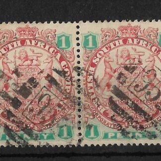 Rhodesia 1896 One Penny strip of four with Barred 953 postmark