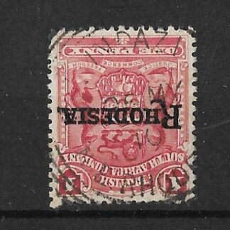Rhodesia 1909 One Penny with LUNDAZI Day Month (Square Circle) postmark