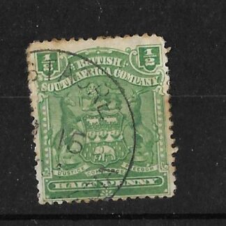 Rhodesia 1898 HalfPenny with WESTACRE (Skeleton) postmark