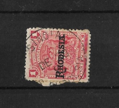 Rhodesia 1909 One Penny with SINOIA (Skeleton) postmark
