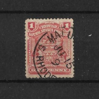 Rhodesia 1898 One Penny with MALUNDI RIVER (Skeleton) postmark