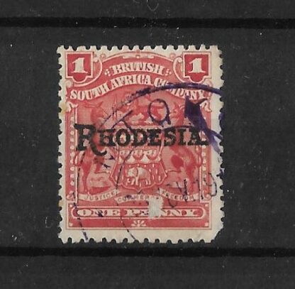 Rhodesia 1898 One Penny with MTOKO (DC) in violet postmark