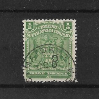 Rhodesia 1898 HalfPenny with MATOKOS (SC) with 8 in manuscript postmark