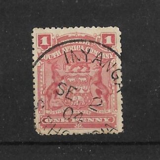 Rhodesia 1898 One Penny with INYANGA Month Day (Skeleton) postmark