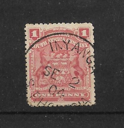 Rhodesia 1898 One Penny with INYANGA Month Day (Skeleton) postmark